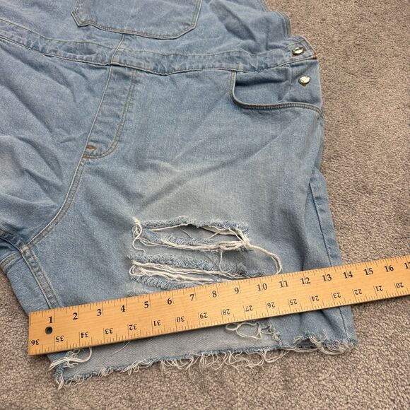 Asos Design Bib Overalls Shorts Womens 4XL Blue Distressed Casual Streetwear - Picture 11 of 12